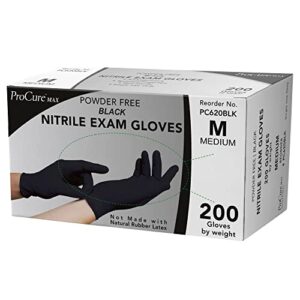 disposable black nitrile gloves medium, 200 count -heavy duty 4 mil thick -powder free, rubber latex free, medical exam grade