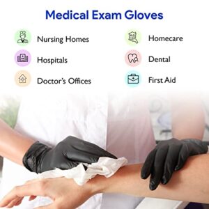 Disposable Black Nitrile Gloves Medium, 200 Count -Heavy Duty 4 Mil Thick -Powder Free, Rubber Latex Free, Medical Exam Grade