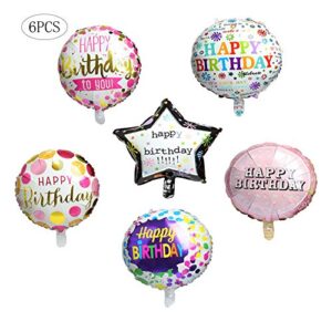 happy birthday foil balloons round mylar helium balloon party decorations supplies 6pcs