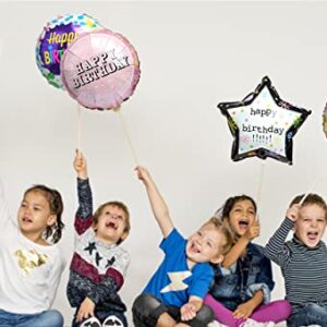 Happy Birthday Foil Balloons Round Mylar Helium Balloon Party Decorations Supplies 6Pcs