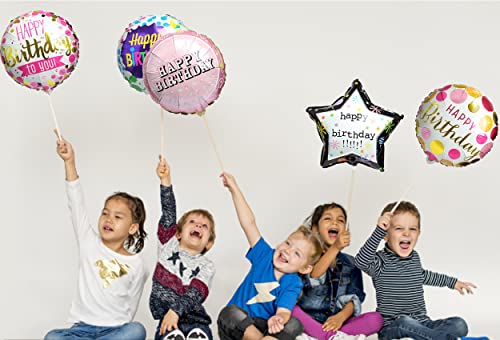 Happy Birthday Foil Balloons Round Mylar Helium Balloon Party Decorations Supplies 6Pcs