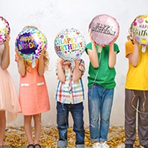 Happy Birthday Foil Balloons Round Mylar Helium Balloon Party Decorations Supplies 6Pcs