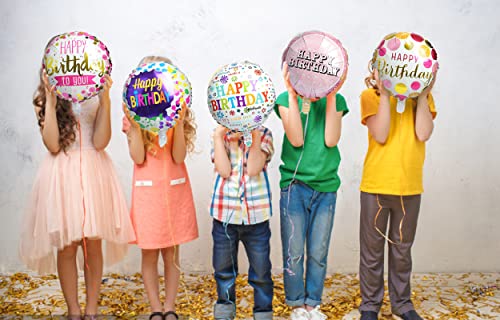 Happy Birthday Foil Balloons Round Mylar Helium Balloon Party Decorations Supplies 6Pcs