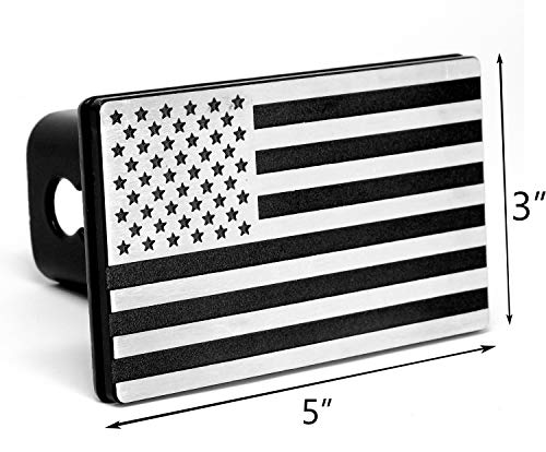 MULL USA American Flag Aluminum Trailer Hitch Cover (Fits 2" receivers, Aluminum Black)