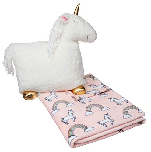 Amazon Basics Kids Bedding Nap Set with Unicorn Pillow and Fleece Throw Blanket