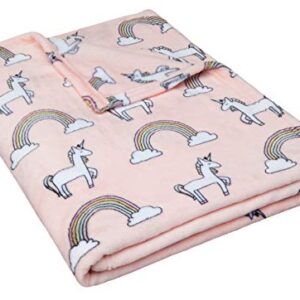 Amazon Basics Kids Bedding Nap Set with Unicorn Pillow and Fleece Throw Blanket