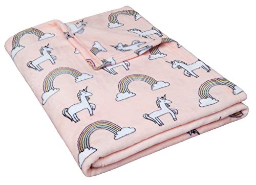 Amazon Basics Kids Bedding Nap Set with Unicorn Pillow and Fleece Throw Blanket