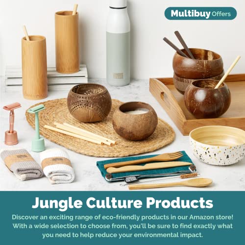 Jungle Culture 2 Polished Coconut Bowl and Wooden Spoons Set • Natural Coconut Bowls & Bamboo Straws • Smoothie Bowls • Coconut Shell Acai Bowls Healthy Choice Buddha Bowls • Eco Friendly Vegan Gifts