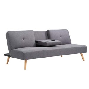 ac pacific hobbs modern contemporary button tufted living room sofa bed, grey