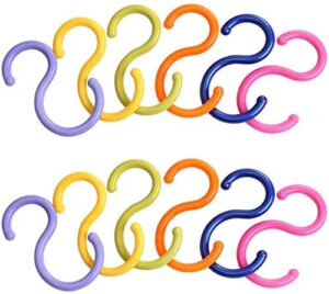 zison 12pcs s shaped colorded plastic hanging hooks,shirt/towel/dress/clothes hanger hook home kitchen accessories