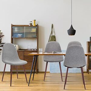 CangLong Fabric Cushion Seat Back, Mid Century Metal Legs for Kitchen Dining Room Side Chair, Set of 4, Grey