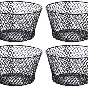 Small Metal Rectangular, Oval and Round Wire Baskets with Handles, Black and White, 4-ct Sets (Round Black Without Handles)