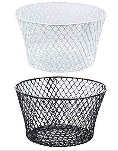 Small Metal Rectangular, Oval and Round Wire Baskets with Handles, Black and White, 4-ct Sets (Round Black Without Handles)