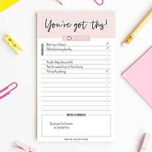 Bliss Collections To Do List Notepad, You've Got This, Magnetic Weekly and Daily Planner for Organizing and Tracking Grocery Lists, Appointments, Reminders, Priorities and Notes, 5"x7" (50 Sheets)