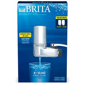 Brita Water Filter for Sink, Faucet Mount Water Filtration System for Tap Water, Reduces 99% of Lead, Chrome