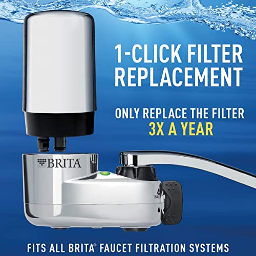 Brita Water Filter for Sink, Faucet Mount Water Filtration System for Tap Water, Reduces 99% of Lead, Chrome