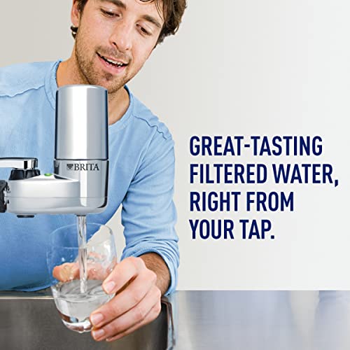 Brita Water Filter for Sink, Faucet Mount Water Filtration System for Tap Water, Reduces 99% of Lead, Chrome