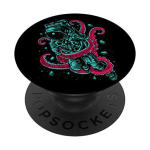 spaceman fighting with space octopus lost cosmonaut stylus popsockets popgrip: swappable grip for phones & tablets