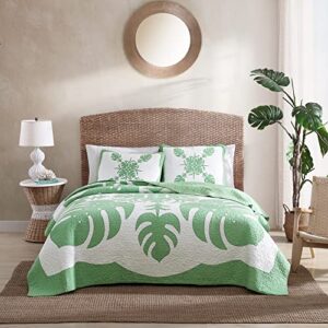 tommy bahama - queen quilt, reversible cotton bedding, lightweight home decor for all seasons (molokai mint green, queen)