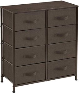 sorbus dresser with 8 drawers - furniture storage chest tower unit for bedroom, hallway, closet, office organization - steel frame, wood top, easy pull fabric bins (brown)