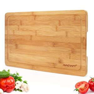 avacraft large organic bamboo cutting board, large cutting board for kitchen, best chopping board for vegetables, meat, cheese, butcher block. ideal cutting boards for kitchen (16x10 rectangular)