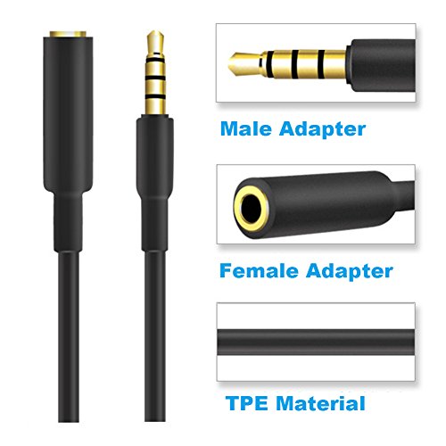 3 Packs Headset Audio Jack Extender 3.5mm Gold Plated Headphone Audio Jack Extension Adapter,Waterproof Headphone Cable