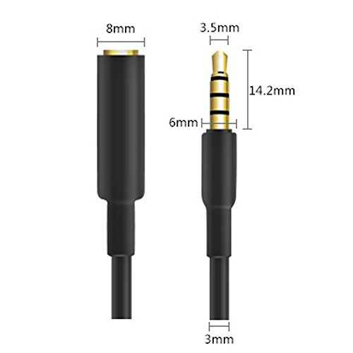 3 Packs Headset Audio Jack Extender 3.5mm Gold Plated Headphone Audio Jack Extension Adapter,Waterproof Headphone Cable