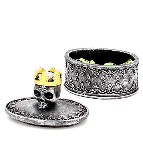 Aestivate Skeleton Head Black Skull Jewelry Box Holder Organizer with Crown Halloween Skeleton Decorations Home Skull Decor