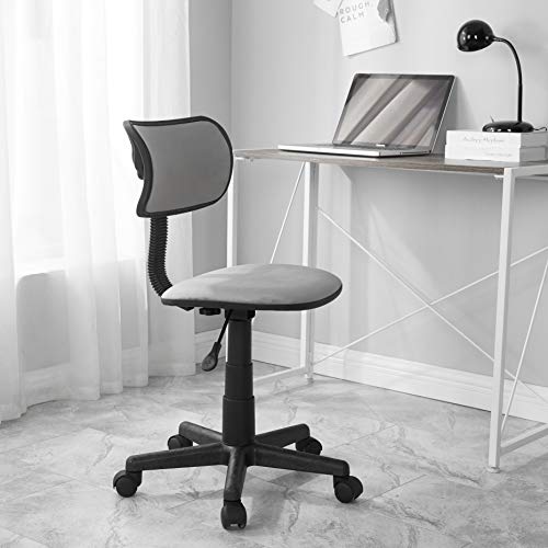 Urban Shop Crushed Velvet Swivel Task Chair, Dark Grey