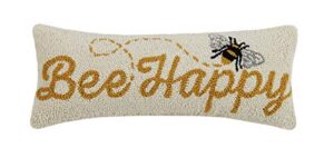 peking handicraft 30jes1744c20ob bee happy wool and cotton pillow 8 x 20 inch, multicolor