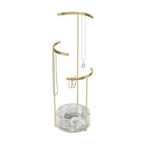 umbra tesora 3-tier jewelry stand, earring holder, accessory organizer and display, glass/brass