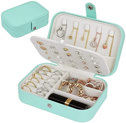 homchen Travel Jewelry Organiser Cases, Jewelry Storage Box for Necklace, Earrings, Rings, Bracelet (Box-TBlue)