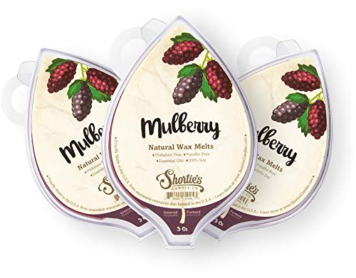 Shortie's Candle Company Mulberry Natural Soy Soy Wax Melts 3 Pack - 3 Highly Scented 3 Oz. Bars - Made with 100% Soy and Essential Fragrance Oils - Phthalate & Paraffin Free, Vegan, Non-Toxic