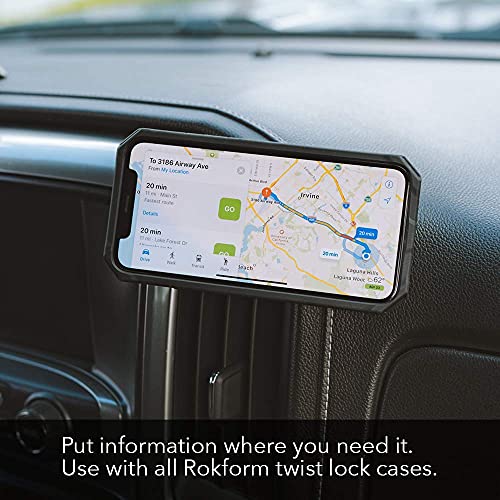 Rokform - Phone Case Mount, Secure Aluminum Car and Truck Dash Phone Holder, Sticks to Any Flat Surface, Compatible Twist Lock Cases (Black)