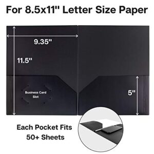 Dunwell Plastic Folders with Pockets - (Black, 3 Pack), 2 Pocket Poly Folders for School, Home or Office, Durable Heavy Duty File Folders, Includes Removable Adhesive Labels