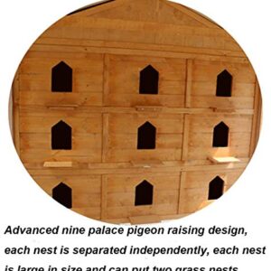 MYES Pigeon Shed, Large Wooden Loft Solid Dove House, Outdoor Pigeon Cage for Household Breeding (9-Nest Box W/Jumping Cage)