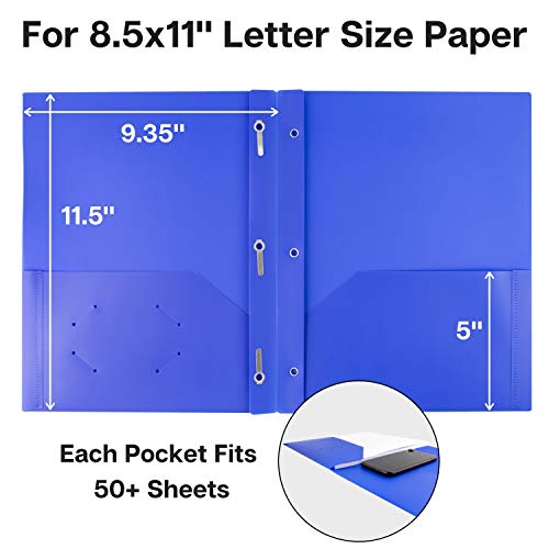 Dunwell Colored Plastic Folder with Pockets and Prongs - (Assorted Colors, 24 Pack, 2 Pockets 3 Prongs), Colorful Folders with Brads, Office & School Folders with Fasteners, Includes Adhesive Labels