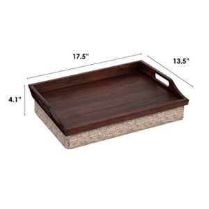 Rossie Home Bamboo Bed Tray Lap Desk with Detachable Cushion, Serving Tray - Java - Fits up to 15.6 Inch Laptops - Style No. 76102