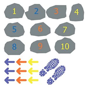 rock hop begin playscape - counting numbers 1-10 school & classroom sensory path kit accessories – with 21 custom vinyl floor decals