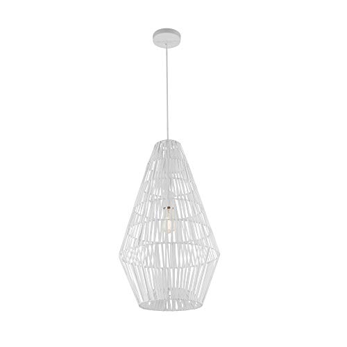 Globe Electric Novogratz x Globe Penelope 1 Pendant Light, White Spun Rope Shade, Cloth Cord 60751