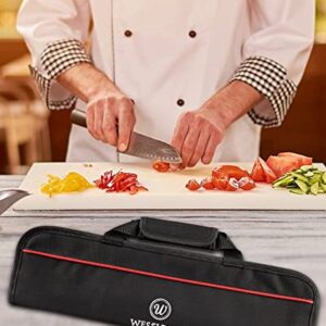 Wessleco Chef Knife Bag(5 Slots), Knife Case Nylon Kitchen Storage Knife Carrying Pouch Red