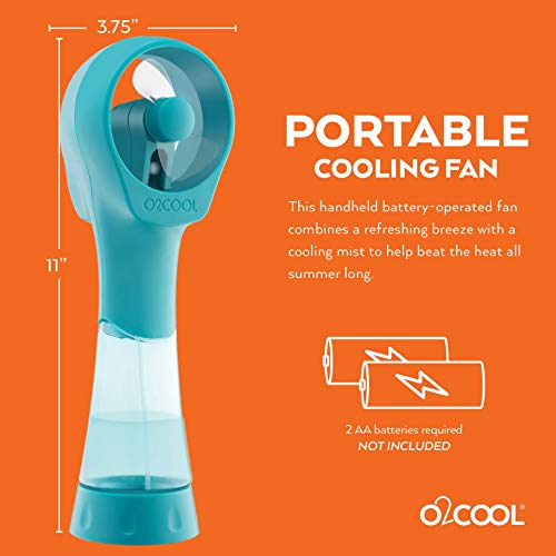 O2COOL 2 Pack Elite Battery Powered Handheld Water Misting Fans (Teal)