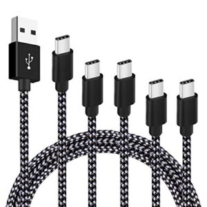 usb type c cable 5-pack, speate usb c to usb a nylon braid fast charging cord high speed data sync transfer charger cable compatible with galaxy s9, note, lg, oneplus and more (black gray) smartphone
