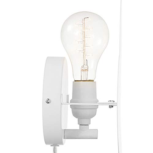 Globe Electric 51492 1-Light Floating Cloud Plug-in Wall Sconce, Matte White, 6ft Clear Cord, Inline On/Off Rocker Switch, Wall Lights for Bedroom Plug in, Kitchen Sconces Wall Lighting