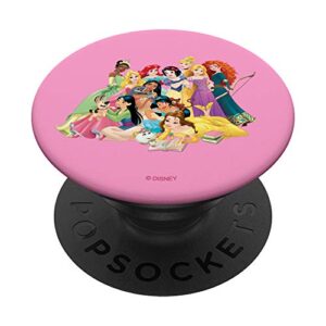 disney princesses group photo in pink popsockets popgrip: swappable grip for phones & tablets