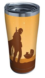 tervis triple walled star wars - the mandalorian - desert insulated tumbler cup keeps drinks cold & hot, 20oz, stainless steel