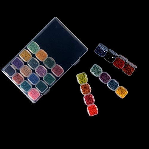 Sympabasic Souffahouse 2 Pack 28 Grids Diamond Painting Boxes 5D Diamond Embroidery Storage Boxes with 192 Pieces Craft Label Marker Stickers