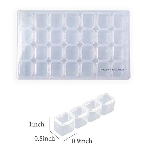 Sympabasic Souffahouse 2 Pack 28 Grids Diamond Painting Boxes 5D Diamond Embroidery Storage Boxes with 192 Pieces Craft Label Marker Stickers