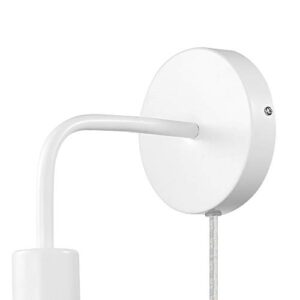 Globe Electric 51489 1-Light Plug-in or Hardwire Wall Sconce, Matte White, 6ft Clear Cord, Inline On/Off Rocker Switch, Wall Lights for Bedroom Plug in, Kitchen Sconces, Wall Lights for Living Room