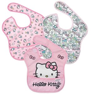 bumkins super baby bib, waterproof fabric, fits babies and toddlers 6-24 months, sanrio hello kitty, 2 piece set